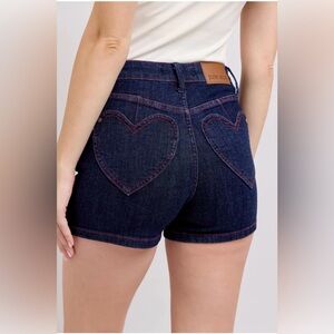 Judy Blue Women's Denim Heart Pocket Shorts Size M